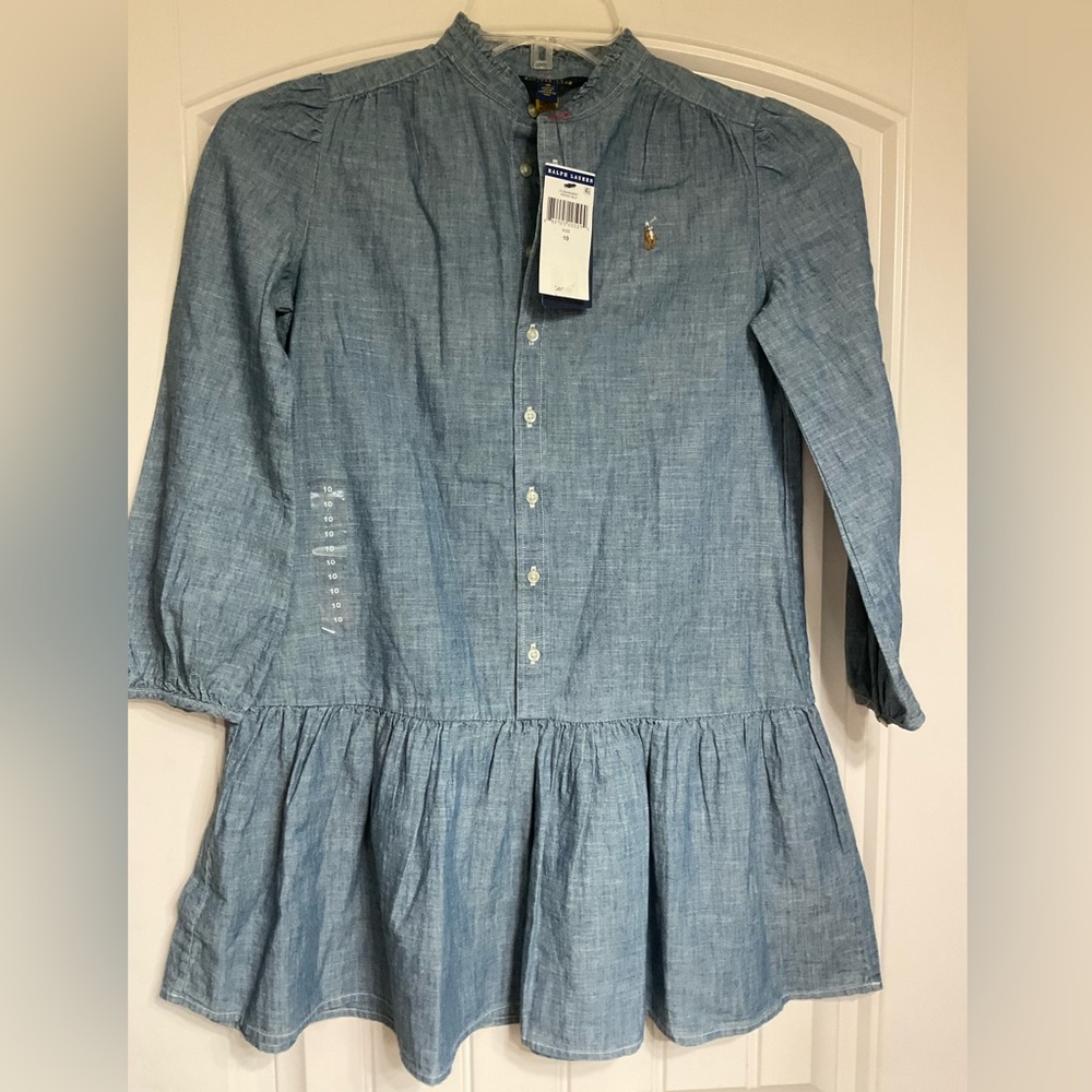 NWT Polo by Ralph Lauren Light Blue Kids Dress size 10